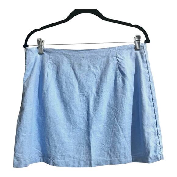 A NEW DAY Linen & Rayon Baby Blue Mini Skirt Size 10 - Picture 2 of 4
